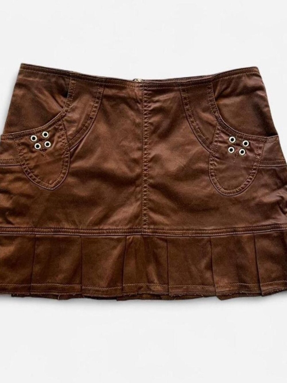 Brown Pleated Mini Skirt